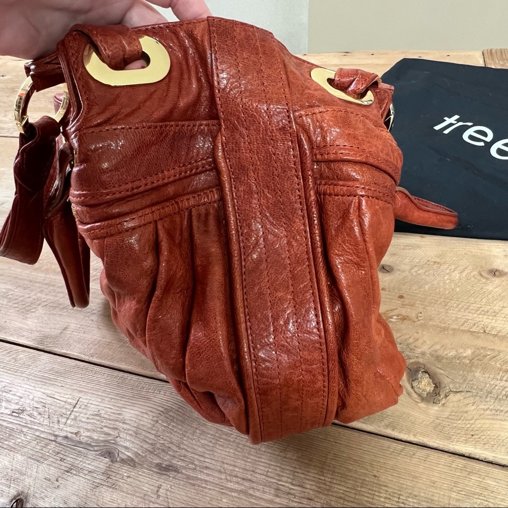 Treesje Dual Strap Tobacco Brown Leather Satchel Handbag - Picture 5 of 16